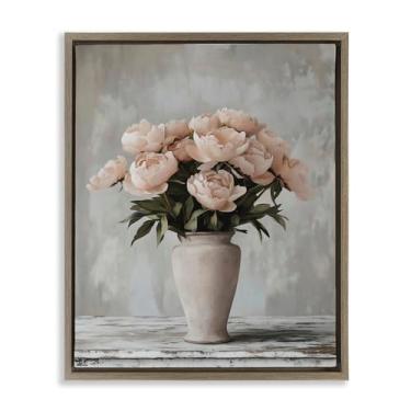Imagem de Stupell Industries Vaso rosa alto para rosas arte de parede em tela flutuante marrom emoldurado, design por Franklyn Gregory, 53 x 43