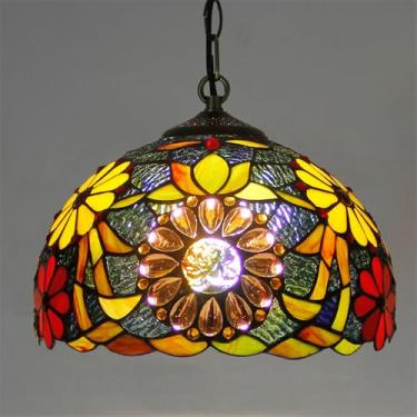 Imagem de Luminária pendente contemporânea de luxo em vidro colorido com LED, estilo retrô americano, ideal para sala de estar, restaurante, quarto, hotel, casa de campo, corredor, café, bar ou escada