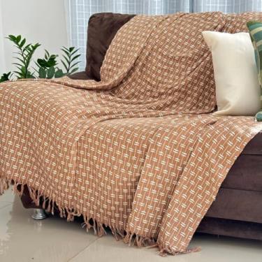 Imagem de Manta Macia para Sofá Grande Algodão Colorida (Tijolinho caramelo, 2,30x1,80 m)