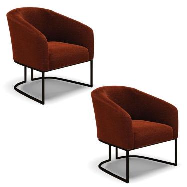 Imagem de Cadeira Sala De Jantar Industrial Preto Kit 2 Stella Bouclê D03 - D'rossi Cor Terra