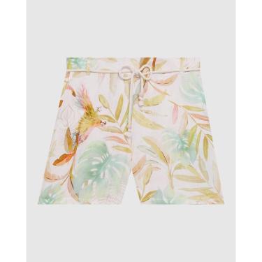 Imagem de Shorts Feminino Plus Size Estampado Com Cinto De Cordão Em Viscolinho-Feminino
