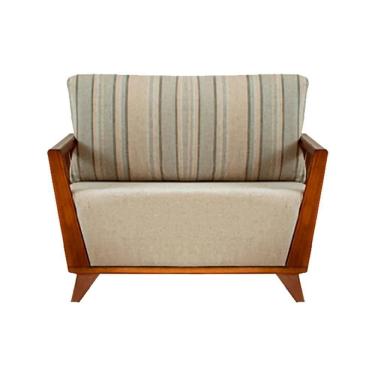 Imagem de Poltrona Odara Ozki Com Braços Madeira Eucalipto Cedro Tecido Bege Corda Redonda Rami