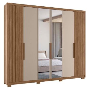 Imagem de Guarda Roupa Casal Espelho 6 Portas 260 Cm Araguaia Carvalho Fendi Moval