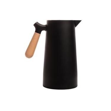 Imagem de Garrafa Térmica Wolff Nórdica 1L Cabo de Madeira Termômetro Preta Preto