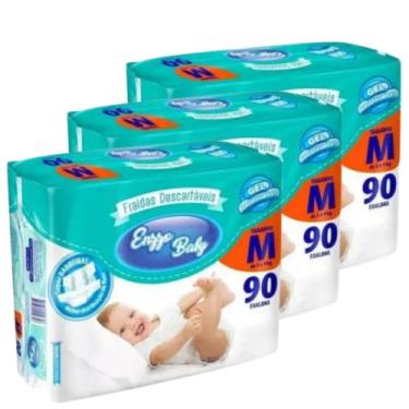Imagem de Kit 3 Pacotes Fraldas Descartavel Infantil Enzzo Baby Tamanho M - 90 U