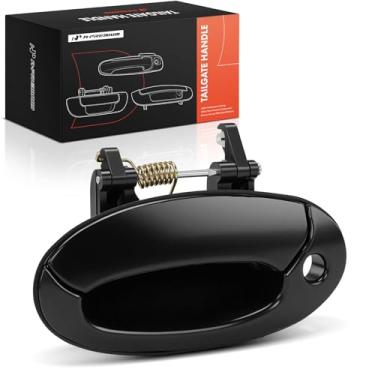 Imagem de A-Premium Maçaneta de porta adequada para Hyundai Accent 2006-2011, preto liso, traseira direita, com orifício para chave, com base de suporte, preto liso, dianteiro esquerdo, com orifício para chave