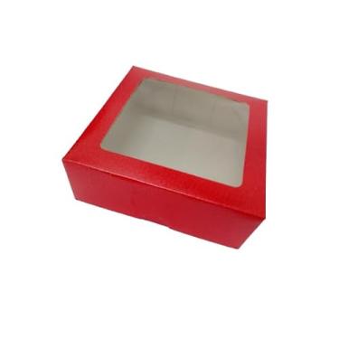 Imagem de 20 Caixas com Visor para Artesanato, Doces e Kit de Cosméticos: 12x12x4 cm (Vermelha)