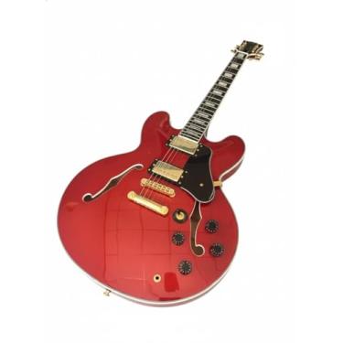 Imagem de Semi Hollow Body Electric Guitar Mahogany - Double Cutaway with F-Holes & Dual Humbuckers for Jazz Blues Rock(Red)