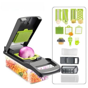 Imagem de Fatiador De Cozinha Multiuso Profissional, Aço Inoxidável 16 Em 1, Cortador, Ralador, Legumes, Frutas, Alimentos(14 PÇS - R F,3)