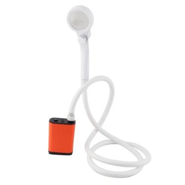 Imagem de Mingzhe Chuveiro Portátil Chuveiro Elétrico de Acampamento Com Ajuste de Fluxo de água de 3 Níveis Chuveiro Externo Sem Fio, Bomba Com Suporte Ajustável de ângulo de Tubo de 5,9 Pés para (Laranja)