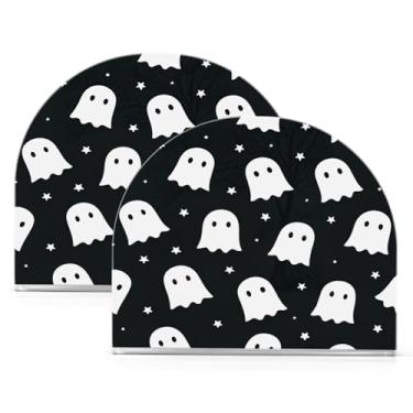Imagem de Qilmy Porta-guardanapos de acrílico Halloween Ghosts, suporte de lenços de mesa independente, dispensador de papel de coquetel para cozinha, jantar, restaurante, bar, decoração, 2 unidades