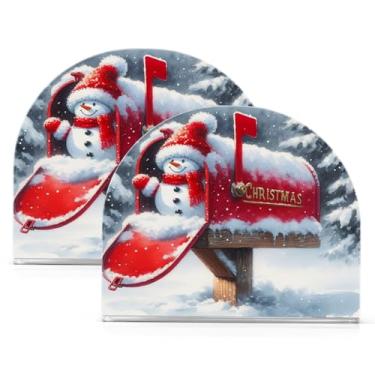 Imagem de Qilmy Bonito porta-guardanapos de acrílico de Natal, porta-lenços de mesa independente, dispensador de papel de coquetel para cozinha, jantar, restaurante, bar, decoração, 2 unidades