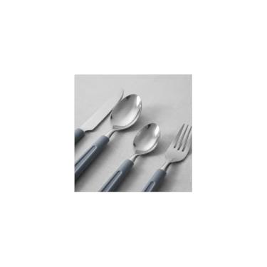 Imagem de Conjunto de Talheres 21 Peças em Aço Inox, Cinza, com Porta-Talheres, 4 Colheres, 4 Garfos, 4 Facas, 4 Colheres de Chá, 4 Garfos de Sobremesa