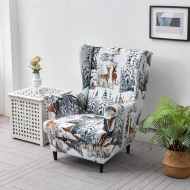 Imagem de Capas de poltrona Wingback estampadas, cadeiras de destaque, capas de cadeira, protetor de móveis, tecido elástico com elástico antiderrapante para sala de estar - Tipo 07||Tamanho regular