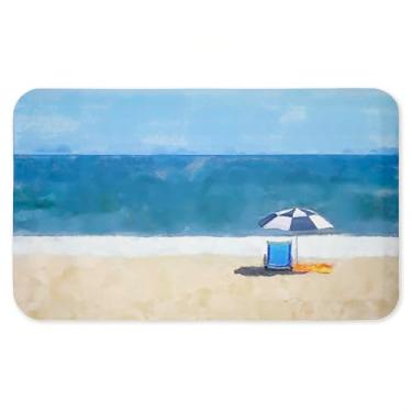 Imagem de Tapete antifadiga para assento de dia Sunny Beach, tapete ergonômico acolchoado para cozinha e pé com suporte antiderrapante, tapete confortável ecológico, design por Jeff Pica, 76 x 45 cm