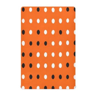 Imagem de JUZIHAI Lençol de berço de Halloween Poalka Dots para meninos e meninas, macio, elástico, respirável, para berço padrão e cama infantil, 132 x 71 cm