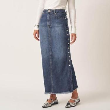 Imagem de Saia Jeans Longa Abertura Botões Lateral-Feminino