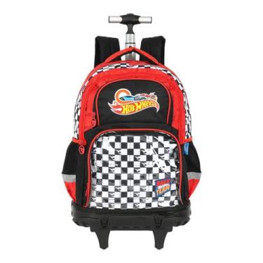 Imagem de Mochila Escolar Juvenil Rodinhas Hot Wheels Up4You, Vermelho MC49982