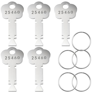 Imagem de Chave de caixa de alarme de incêndio 25460 serve para caixa de alarme de incêndio Gamewell, chaves de combate a incêndios, adequada para combate a incêndios e resgate, prata (pacote com 5)