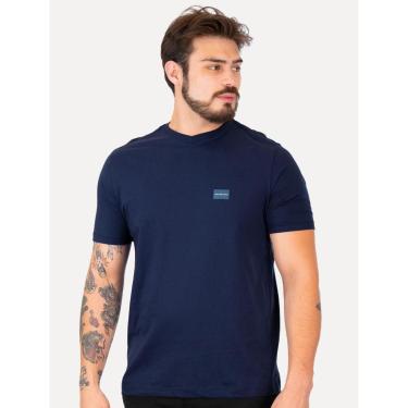 Imagem de Camiseta Calvin Klein Jeans Masculina Gola V Dark Square Azul Marinho-Masculino