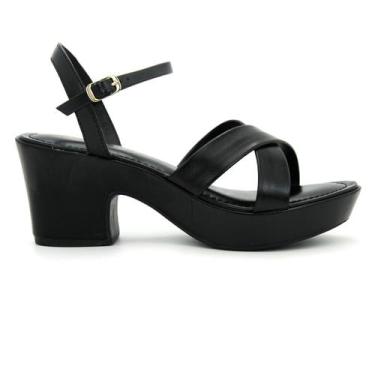 Imagem de Sandália Via Uno 821005 Meia Pata Fivela Casual Salto Baixo Feminino, 