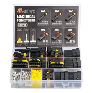 Imagem de 336 peças MADCATZ Automotive 1/2/3/4/5/6 pinos plugue conector elétrico terminais macho e fêmea conectores de fio à prova d'água kit de plugue de conector de fio elétrico, 18 conjunto 1-6 maneiras