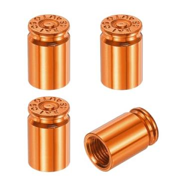 Imagem de PATIKIL Tampas de haste de válvula de pneu, 4 peças universais de liga de alumínio para carros SUV, caminhões, bicicletas, motocicletas, bicicletas, laranja