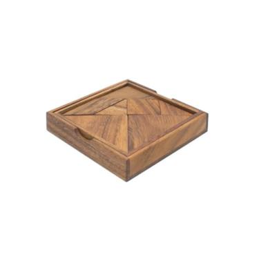 Imagem de Wood Tangram: Deluxe Wooden Handmade 3D Brain Teaser Wooden Puzzle for Adults from SiamMandalay with SM Gift Box(Pictured) 7 Piece STEM Game