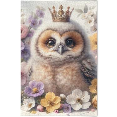 Imagem de 500 peças com estampa de flores de coruja fofa para adultos, amigos, família, jogos, presentes, paisagem, cena, quebra-cabeça personalizado, pintura de arte animal, 52 x 37,8 cm