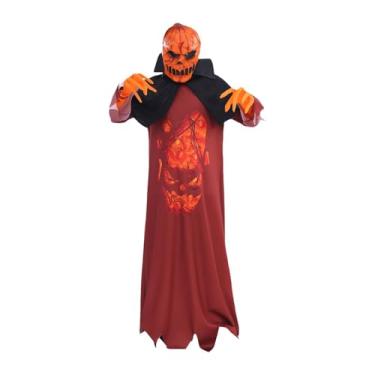 Imagem de APLVFFZH Fantasia Infantil de Abóbora Diabólica para O Halloween, com Luvas, Ideal para Festas à Fantasia, para Altura 130cm