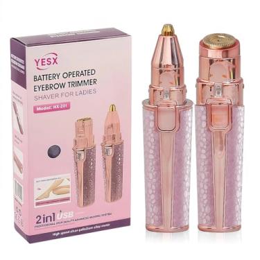 Imagem de Aparador de sobrancelha e facial 2 em 1 recarregável para remoção de pelos faciais e barbeador de sobrancelhas