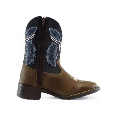 Imagem de 1605KP-Infanto-Juvenil couro desenho cano marrom - Bota Texana Masculi