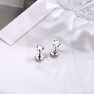 Imagem de Brincos de aço inoxidável cirúrgico de 20 g com costas planas para mulheres e homens, bonitos e pequenos brincos de cartilagem plana para orelhas sensíveis, standard, Aço inoxidável, Sem pedra