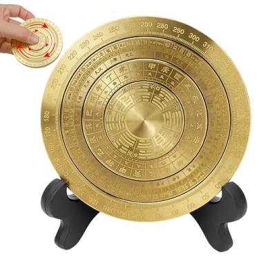Imagem de Bússola Feng Shui de latão para artesanato Feng Shui, bússola de Feng Shui, casa, sala de estar, escritório, decoração de festival, presente de festival, minis dourados rotativos, ornamentos chineses