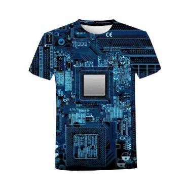 Imagem de Camiseta Gráfica Unissex Com Estampa De Placa De Circuito 3D, Manga Cu