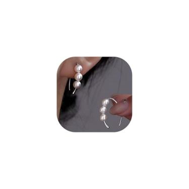 Imagem de Brincos de pérola para mulheres delicados banhados a ouro 14 K e brincos pendentes de ouro elegantes joias de dama de honra presentes para mulheres, one, Metal, Sem pedra preciosa