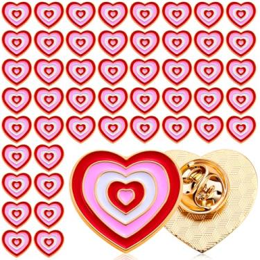 Imagem de Tondiamo 50 broches esmaltados coloridos para Dia dos Namorados com desenhos animados vermelhos brilhantes gradientes coloridos para festa dos namorados, lembrancinhas de casamento, aniversário