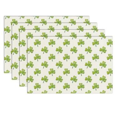 Imagem de Jogo americano Shamrock do Dia de São Patrício, jogo americano fofo, conjunto de 4 tapetes de mesa de primavera bufflao sazonais para festa, cozinha, decoração de jantar - 18