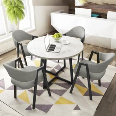 Imagem de Conjunto de mesa e cadeira de clube de recepção de escritório, mesa de negociação, mesa de centro com cadeira, pequenas mesas de conferência, conjunto de mesa de jantar para 4 (cor: 10, tamanho: 31,4