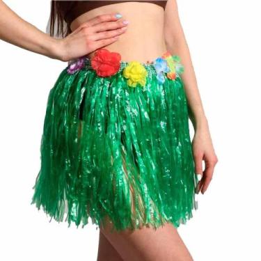 Imagem de Fantasia Saia Havaiana Infantil Festa Luau Hawaii Com Flores 30 cm - F