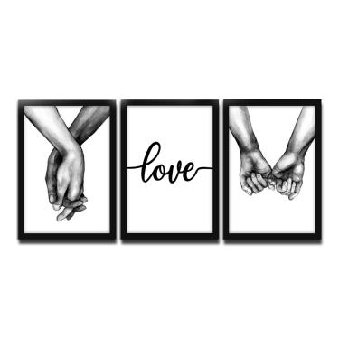 Imagem de Kit 03 Quadros Decorativos "Mãos Dadas" 43x33 Cm Cada - D'Rossi