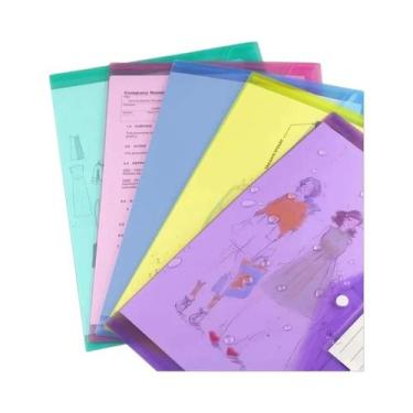 Imagem de Pastas Plásticas A4 Transparentes Com Bolso Para Etiqueta E Botão De P