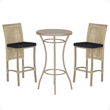 Imagem de Mesa Bistro E 2 Banquetas Roma Fendi Corda Náutica 12 Rami