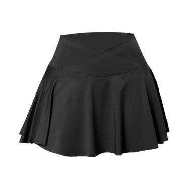 Imagem de Saia Plissada Feminina 3 Em 1 Com Cintura Alta E Bolsos Tipo Corset Pa