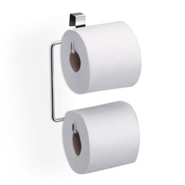 Imagem de Suporte Porta Rolo Papel Higiênico Papeleira Duplo Caixa Privada Acopl