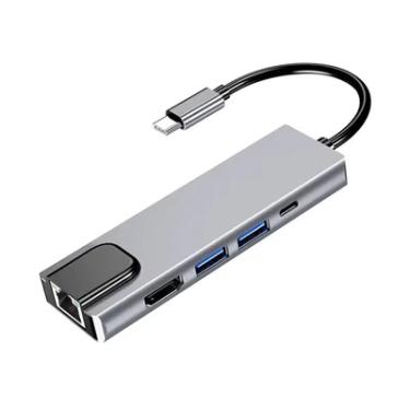 Imagem de Adaptador Hub Macbook Usb C 5em 1 HDMI 4k Ethernet Rj45 Usb-c Pd