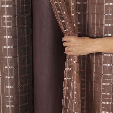Imagem de Cortina Blackout PVC com Voil Xadrez 2,80m x 1,60m - Casa Modelo Enxov