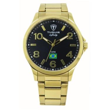 Imagem de Relógio Masculino de Aço Tuguir Analógico Infinity TGI37230 Dourado e Preto
