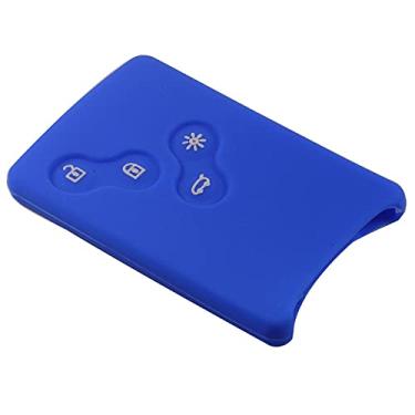 Imagem de YJADHU Porta-chaves de silicone remoto com 4 botões para chaveiro de carro capa, apto para Renault Clio Logan Megane 2 3 Koleos Scenic, darkblue