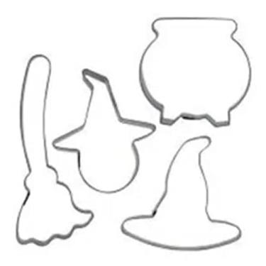 Imagem de Kit Cortador Halloween - Bruxa + Vassoura C/ 4 Peças Em Inox